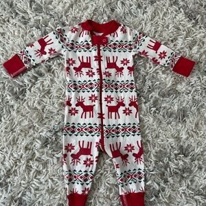 Hanna Andersson Red and White Reindeer Baby Pajamas, 6-12 Months